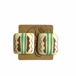 Vintage Cream Pastel Square Earrings